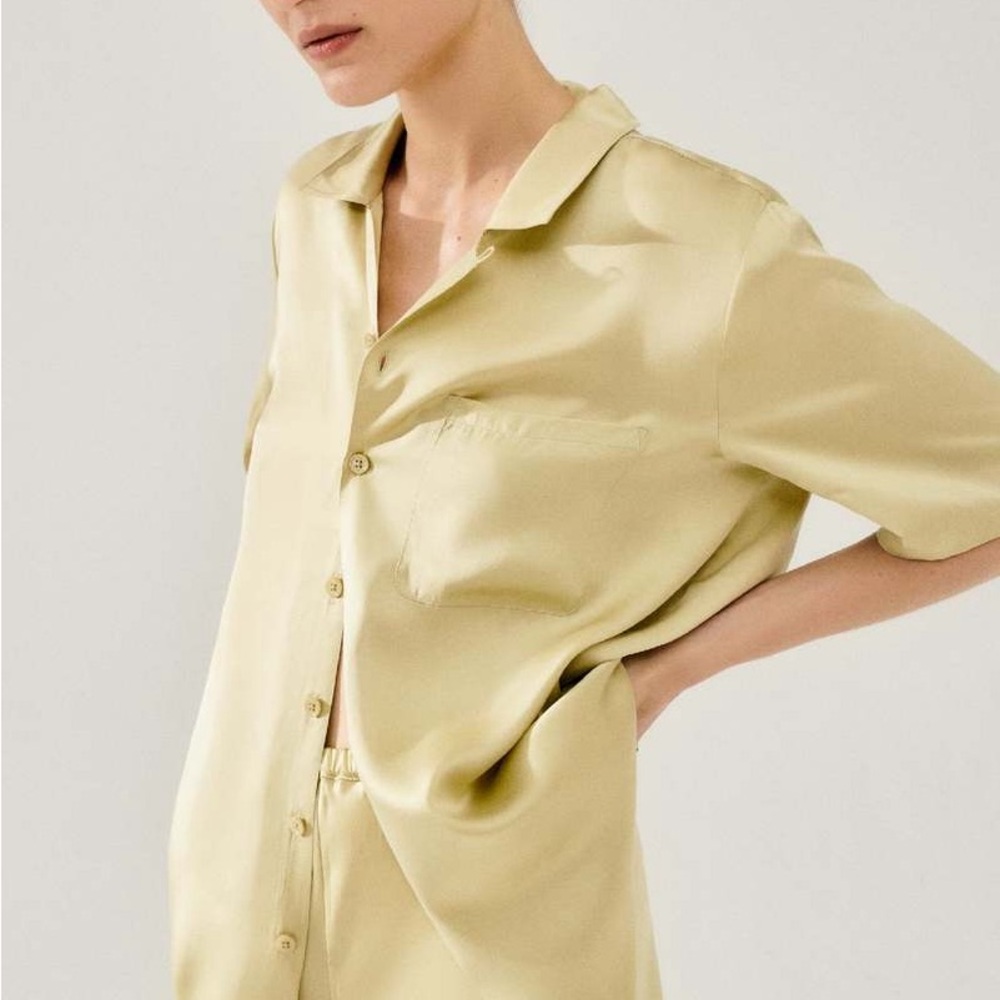Silk Camp Shirt Sage Colour